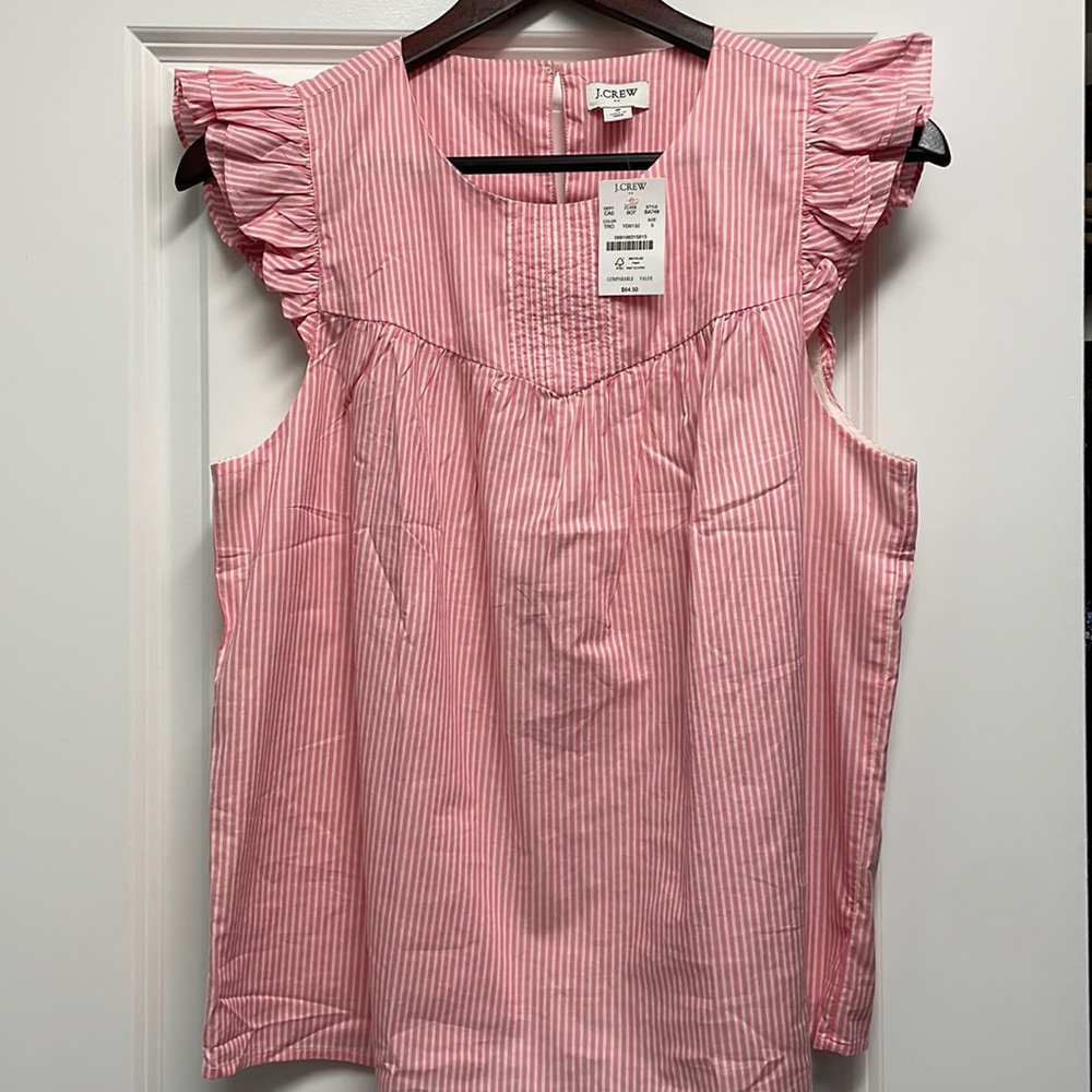 BRAND NEW!!!  J.CREW FACTORY PINK & WHITE STRIPED TOP. SIZE SMALL.